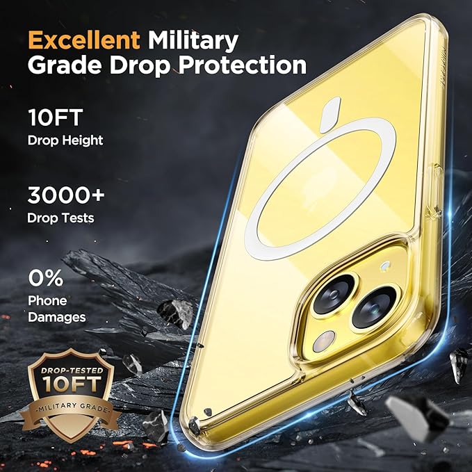 Miracase Magnetic for iPhone 14 Case 6.1 inch (Compatible with MagSafe)（with 2X Screen Protectors） Military-Grade Protection, Anti-Fingerprint Translucent Matte Phone Case Cover, Clear