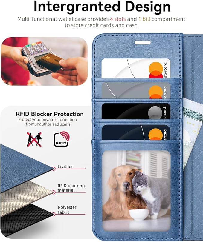 OCASE Compatible with Galaxy S25 Edge Wallet Case, PU Leather Flip Folio Case with Card Holders RFID Blocking Kickstand [Shockproof TPU Inner Shell] Protective Phone Cover 2025, Light Blue