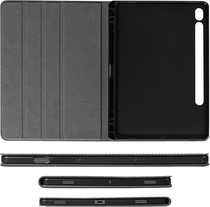 for Samsung Galaxy Tab S8/S7 Plus/S7 FE+ 12.4 inch Case with S Pen Holder 2020/2021/2022 Model(SM-X800/X806/T730/T736/T970/T975) Genuine Leather Cover Protective Shell,Auto Wake/Sleep.Black