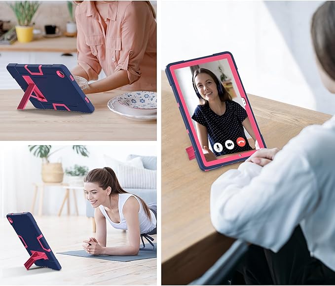 Case for Galaxy Tab A9 Plus 11 inch (2023), High Impact Protective Heavy Duty Shockproof Kickstand Cover for Samsung Galaxy Tab A9+ Plus 11" Model (SM-X210/X215/X216) Navy Blue+Rose red