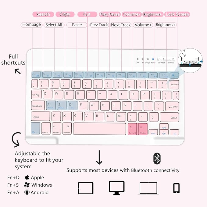 MMK Galaxy Tab A9 Plus Case with Keyboard, Samsung A9 Plus Tablet Case Keyboard (11" 2023, SM-X210/X216/X218), Wireless Detachable-Gentle Mousse Pink