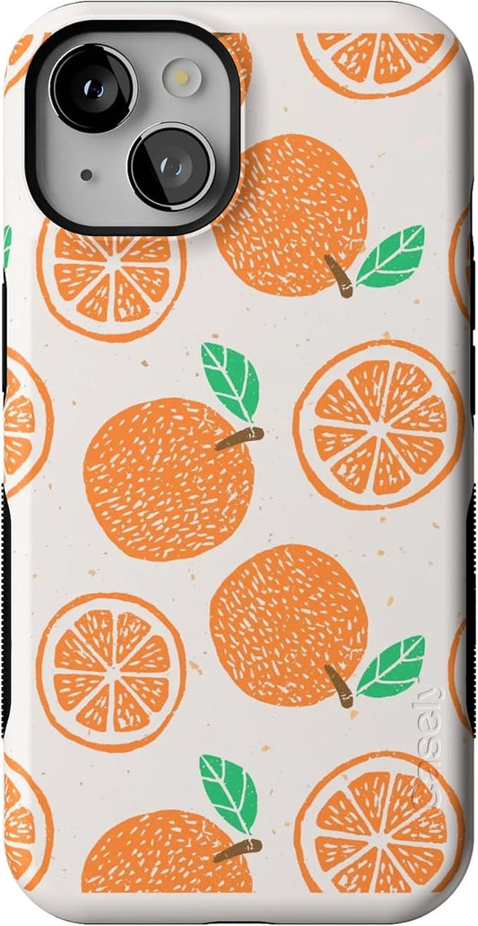 Casely iPhone 14 Case | Main Squeeze | Orange Stamped | Compatible with MagSafe | Bold Protective Design