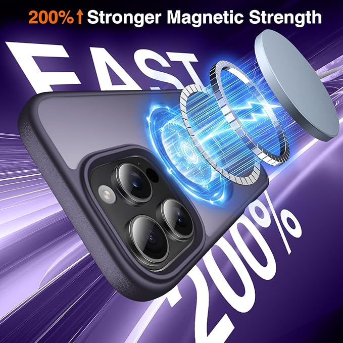 360° O-Ring MagStander for iPhone 16 Pro Case with Magnetic Kickstand Ring Holder [Compatible with MagSafe][360°Rotate Stand Ring][Military Shockproof] iPhone 16 Pro Phone Cover Matte Purple