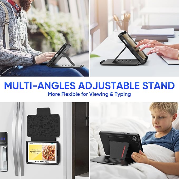 SEYMAC stock Case for Samsung Galaxy Tab A9 8.7'', Case with Magnetic Multi-Angles Stand, Card Slot for Galaxy Tab A9 8.7'' SM-X110/X115/X117, (Black)