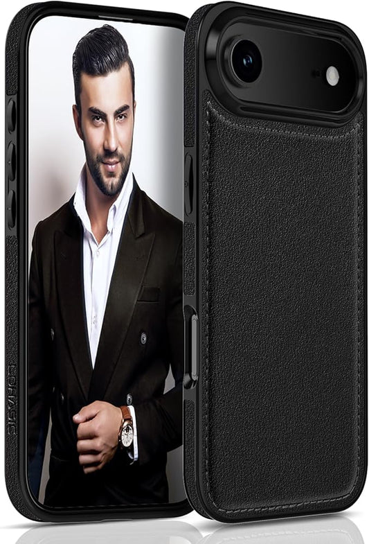 LOHASIC Leather for iPhone 17 Air Case, Slim Business PU Men Women Luxury Elegant Style Soft Non-Slip Grip Anti-Scratch Protective Phone Case Cover for iPhone 17 Air 6.5" 2025 - Black