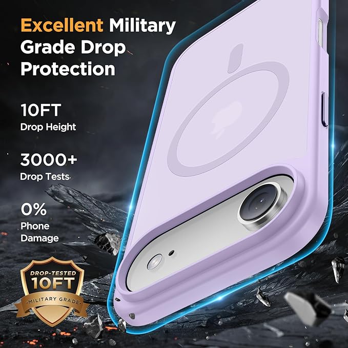 Miracase Magnetic for iPhone Air Case 2025 with Screen Protector(Compatible with MagSafe), Slim Thin Translucent Matte Military-Grade Protected Phone Cover for iPhone 17 Air 6.5"Armbands, Light Purple