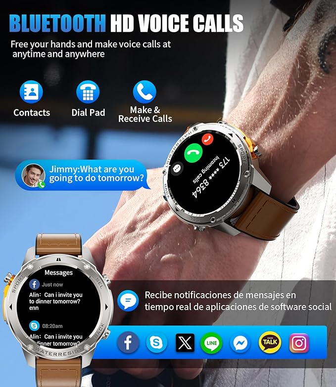 GPS Smart Watch for Men(Answer/Make Call),6 Satellite Positioning/Compass,50M Waterproof,500mAh Extra-large battery,1.43" AMOLED,170 Fitness Sports Modes/Heart Rate/SpO2/Blood Pressure for Android iOS