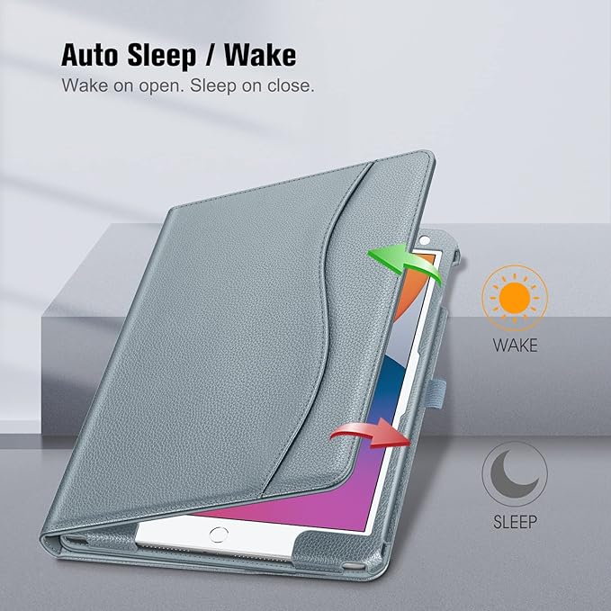 Fintie Case for iPad 9th / 8th / 7th Generation (2021/2020/2019) 10.2 Inch - [Corner Protection] Multi-Angle Viewing Stand Cover with Pocket & Pencil Holder, Auto Sleep Wake, Cloudy Blue