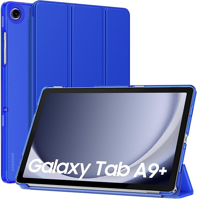MoKo Case for Galaxy Tab A9+/A9 Plus 11 inch 2023, Slim Stand Protective Smart Cover with Hard PC Translucent Back Shell for Tab A9 Plus Tablet (SM-X210/X216/X218), Auto Wake/Sleep, Klein Blue