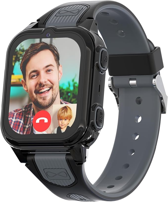 4G Kids Smart Watch Boys with GPS Tracker Video & Voice Calling Text, GPS Watch for Kids Age 5-12, SOS Call Chat Camera Pedometer Alarm Calculator Games Boys Gifts(Black)