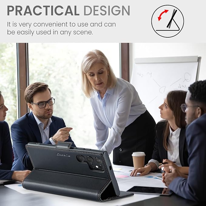 SINIANL for Samsung Galaxy S25 Ultra Wallet Case with RFID Blocking, S25 Ultra Case Wallet for Men Women with Card Holder Magnetic Clasp Kickstand Leather Book Folio Case for Galaxy S25 Ultra Black