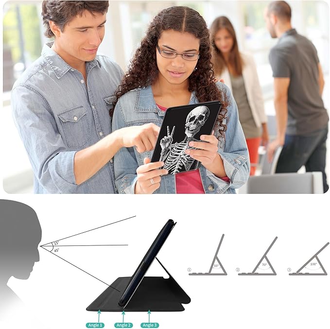 Case for Lenovo Tab P11 Plus Case 2021 (TB-J616F / J616X), 360 Degree Rotating Folding Stand,with Auto Sleep/Wake Case for Lenovo Tab P11 11” 2020 (TB-J606F TB-J606X),Rock Skeleton