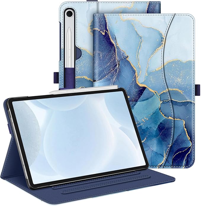 Fintie Case for Samsung Galaxy Tab S10 Lite/ S10 FE/ S9 FE 5G 10.9 Inch/Tab S9 11 Inch with S Pen Holder, Multi-Angle Viewing Protective Cover with Pocket, Auto Sleep/Wake, Ocean Marble
