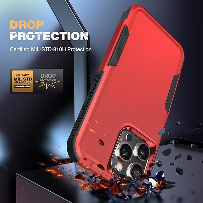 Diaclara Designed for iPhone 14 Pro Max Case, [with Privacy Screen Protector] [Anti Spy] [Military Grade Drop Protection] Heavy Duty Full-Body Shockproof Phone Case, Red