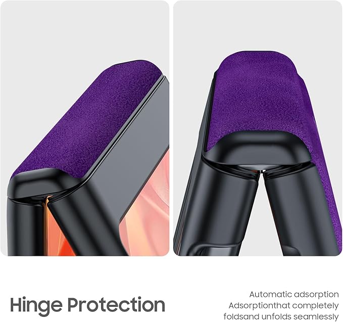 for Motorola Razr 2024 Case/Razr 2025 Case, Built-in Screen Protector & Hinge Protection & Ultra Thin PU Leather Matte PC Shockproof Phone Cover Smartphone Case for Moto Razr 2024/2025 (Purple)