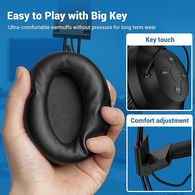 ROSIDA Dual Wireless Headphones for TV Watching with Transmitter, Headset Stand, TV Headphones for Seniors, 295FT Range with Optical, AUX, RCA,USB, High Volume Control, Long Playtime, No Delay, Black