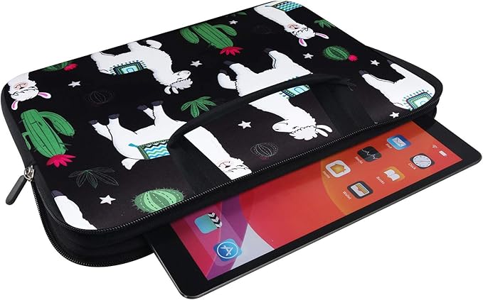 Violet Mist 11 11.6 12 Inch Laptop Sleeve Funny Llama Pattern Laptop Carrying Bag Case with Handle Cute Protective Neoprene Notebook Tablet Computer Travel Cover Pouch Briefcase, Llama Cactus