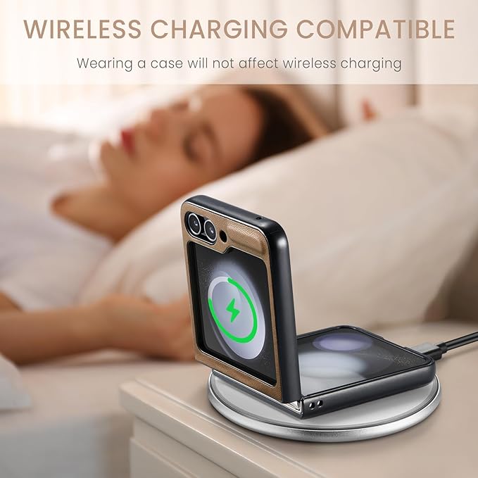 for Samsung Galaxy Z Flip 5 Case, Premium PU Leather Case Anti Scratch Slim Phone Shockproof Protective Phone Cover for Samsung Galaxy Z Flip5, Brown