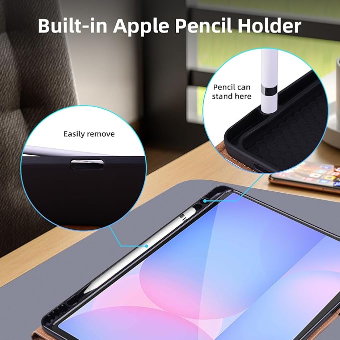 Case for Samsung Galaxy Tab S10 Fe Plus 13.1" 2025, PU Leather Folio Business Protective, Multi-Angle Viewing Stand with Front Pocket, Hand Strap for Galaxy S10 FE+ Brown