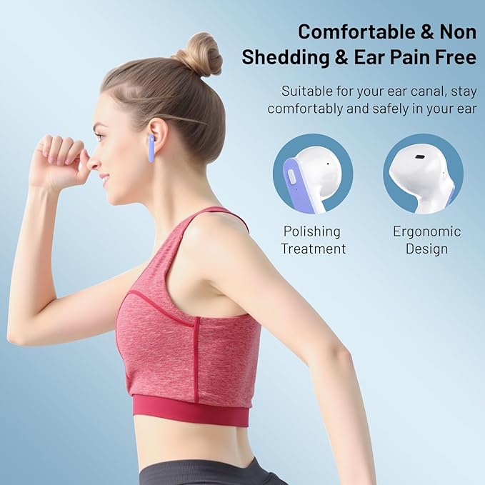 Wireless Earbuds, Bluetooth Headphones Stereo Ear Buds with Noise Cancelling Mic, 50H Playback with LED Display Charging Case, IP7 Waterproof in-Ear Earphones for Phone Laptop Sports, Blue