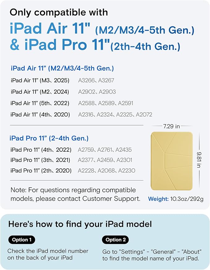 MOFT Dynamic Folio Case for for iPad Air 11-inch M3 M2 2025 2024/10.9 Air 5th 4th Generation 2022 2020, iPad Pro 11 Inch 4th/3rd/2nd Gen, Magnetic Case with 20+ View Angles, Panna Cotta x Faded Jeans