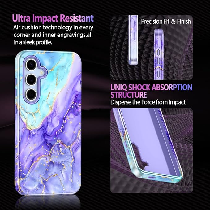 Casetego for Galaxy S24 FE Case,Compatible with MagSafe,[Military Grade Drop Test] Full Body Protection Slim Shockproof Rugged Marble Women Case for Samsung Galaxy S24 FE 6.7 inch,Cobalt Violet