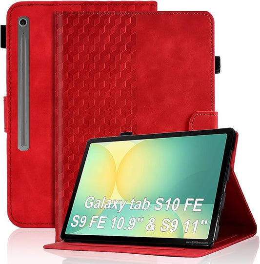 Case for Samsung Galaxy Tab S10 Lite/ S10 FE/ S9 FE 5G 10.9 Inch/Tab S9 11 Inch, Magnetic PU Leather Folio Adjustable Stand Shell Foldable Card Holder Multi-Angle Woman Man,Brown