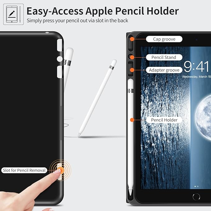 H HOLIMET Case for iPad 9th Generation 10.2 Inch 2021 iPad 8th 7th Generation 2020/2019 with Pencil Holder Vegan Leather Auto Sleep/Wake Smart Shockproof Protective Cover
