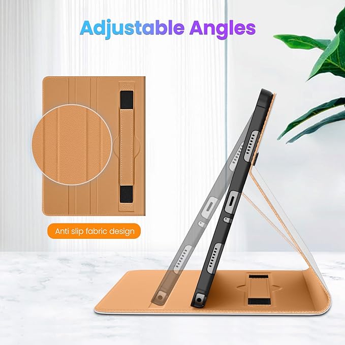 DTTO for Samsung Galaxy Tab A9 Plus 11 inch Case 2023, Premium Leather Business Folio Stand Cover with Hand Strap for Galaxy Tab A9+ 11'' 2023 Model (SM-X210/X216/X218) - Auto Wake/Sleep, White