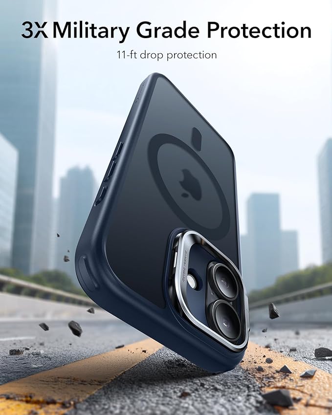 ESR for iPhone 17 Case with Stand, Camera Control Cover Compatible with MagSafe, Military-Grade Drop Protection Magnetic Phone Case for iPhone 17, Scratch-Resistant Back Cover,Frosted Blue