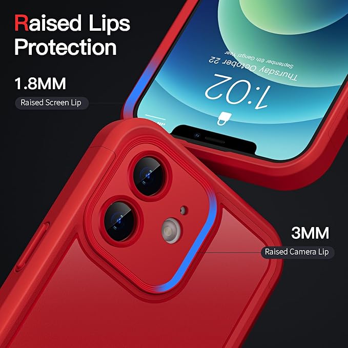 COOLQO Magnetic for iPhone 12 Case, Compatible with MagSafe, Dual Layer Design Military Grade Protection, Translucent Matte Scratch-Resistant Back Protective Shockproof Phone Case, Red