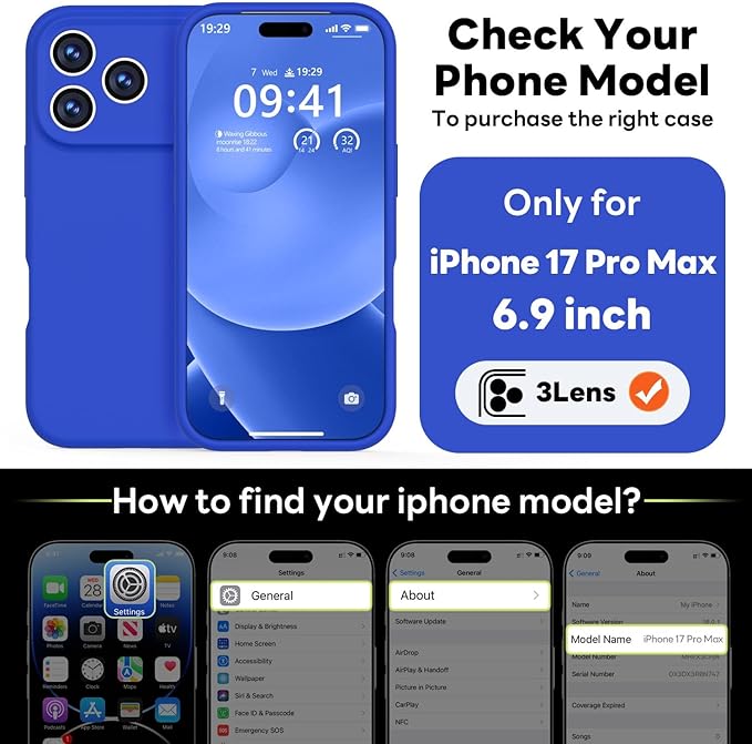Vooii Magnetic Compatible with iPhone 17 Pro Max Case (Compatible with Magsafe) (Upgraded Camera Protection) Liquid Silicone Shockproof Full Body Protective Phone Cover for Women Men, Klein Blue, 6.9”