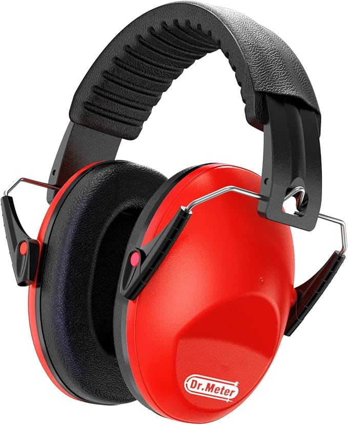 Dr.meter Ear Muffs for Noise Reduction: SNR27.4 Noise Cancelling Headphones for Kids with Adjustable Headband - Noise Cancelling Ear Muffs for Monster Jam, Football Game, Fireworks and Air Shows - Red