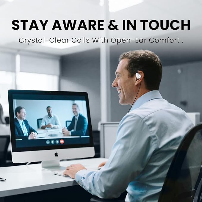 Avantree Resolve (Small & Large Sizes) – 2 Pack Wired Open-Ear Earbuds w/Inline Mic, Comfort Fit, Aware Listening, Over-Ear Hook Headphones for Office, Home, Outdoor Use, 3.5mm AUX