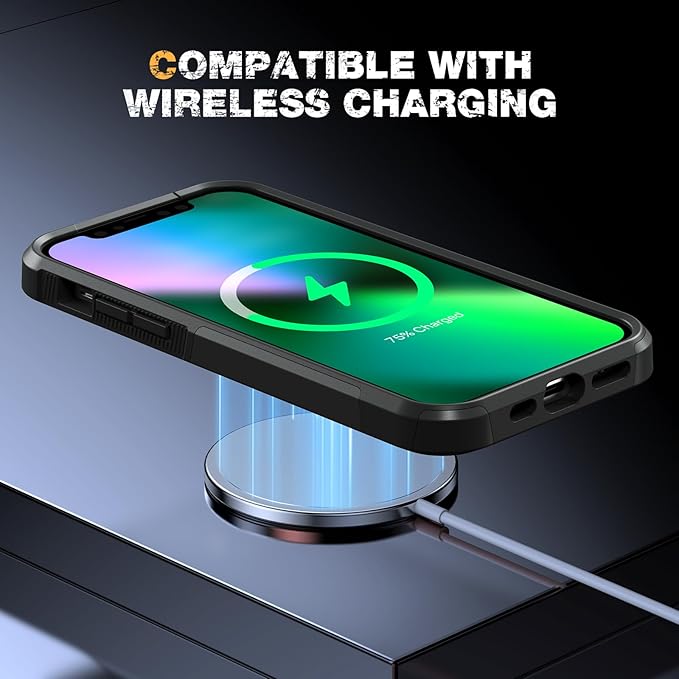 Diaclara Designed for iPhone 13 Case, [with Privacy Screen Protector] [Anti Spy] [Military Grade Drop Protection] Heavy Duty Full-Body Shockproof Phone Case, Black