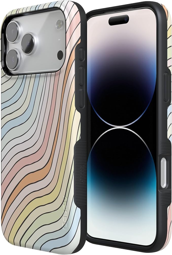 Casely iPhone 17 Pro Case | Ride The Wave | Pastel Rainbow Lined | Compatible with MagSafe | Bold Protective Design