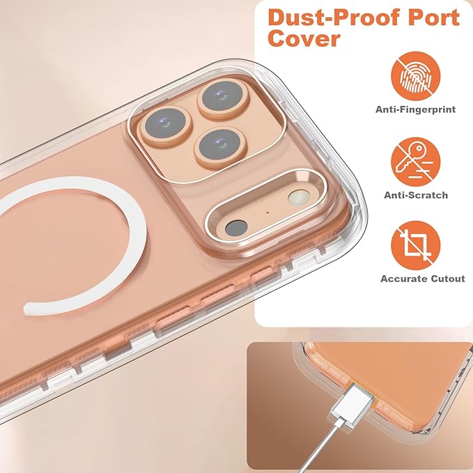 Designed for iPhone 17 Pro Max Case,[Compatible with Magsafe] [Non-Yellowing] [Without Screen Protector] Shockproof/Dust/Drop Proof 3-Layer Full Body Protection Rugged Heavy Duty Cover, Clear