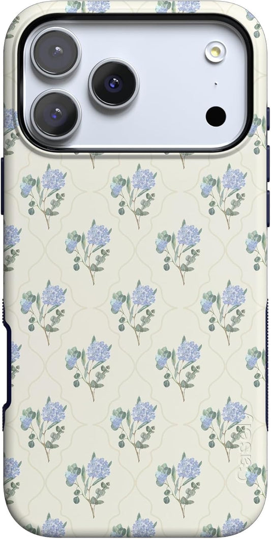 Casely iPhone 17 Pro Case | Vintage Garden | Blue Hydrangea | Compatible with MagSafe | Bold Protective Design