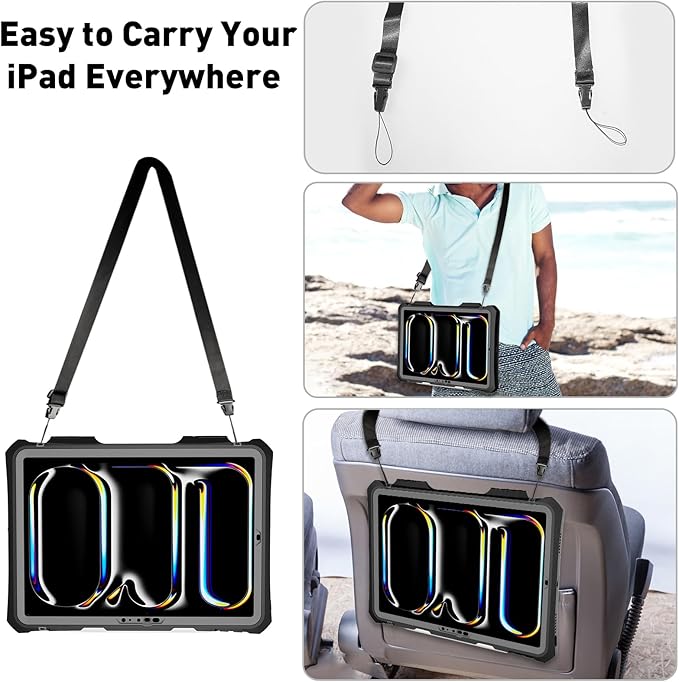 for iPad Pro 11 Case 2024 - Waterproof Case for iPad Pro 11 Inch M4 (5th Generation), Full Body Protection Case Shockproof Dust-Proof with Pencil Holder (Black, iPad Pro 11 Inch（ 2024）)