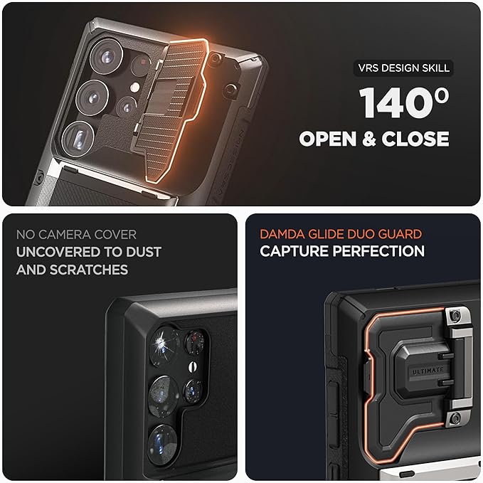 VRS DESIGN Damda Glide DuoGuard for Galaxy S25 Ultra Case (2025), Premium Sturdy Fully Covered Camera Lens Protection Cover Card Holder Wallet Case (Camo Black)