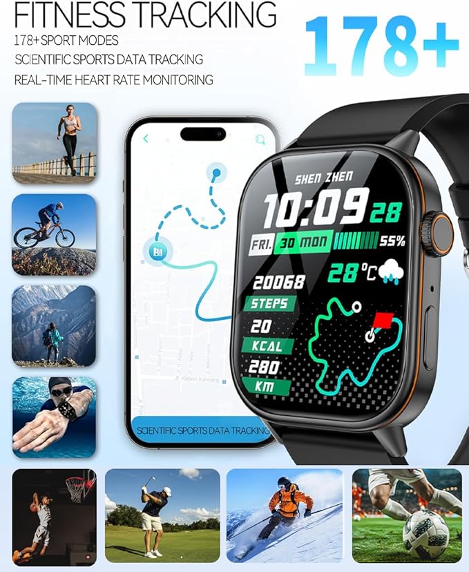 LAKEYLOYI Smart Watches for Men Women Answer Make Calls HD Smartwatch for iOS Android Phones Activity Fitness Tracker Smartwatches with Heart Rate/Sleep Monitor Pedometer Waterproof,Black (Black)