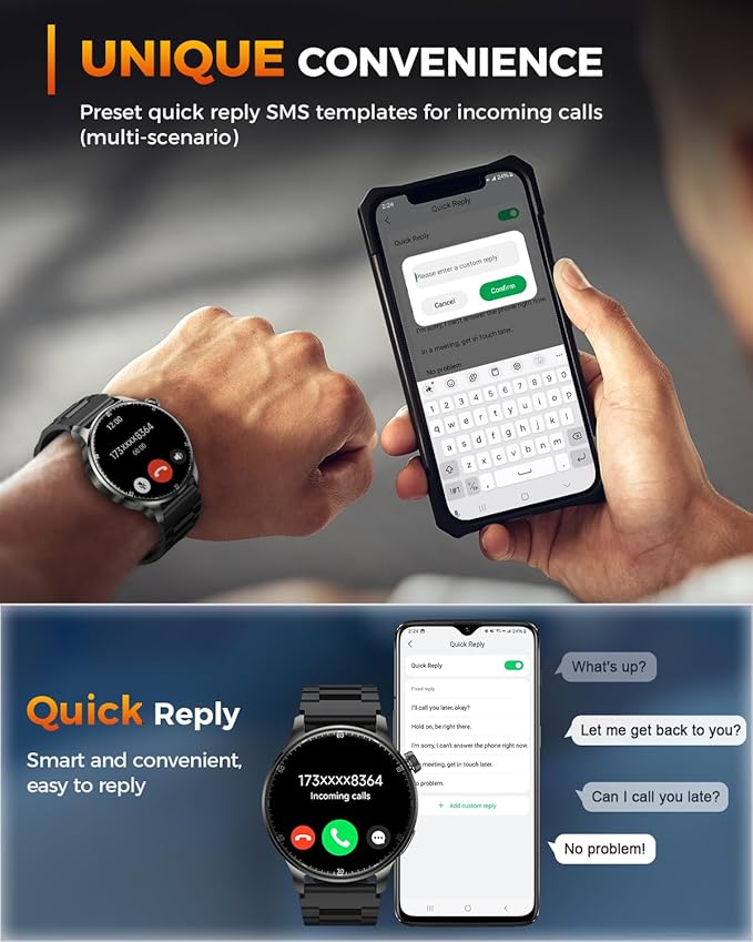 Smart Watches for Men Women with GPS & Compass, 1.52" AMOLED Smartwatch, Fitness Activity Tracker Watches with 170+ Sport Modes Sleep Monitor Step Counter for Android iPhone (Black, 1.52)