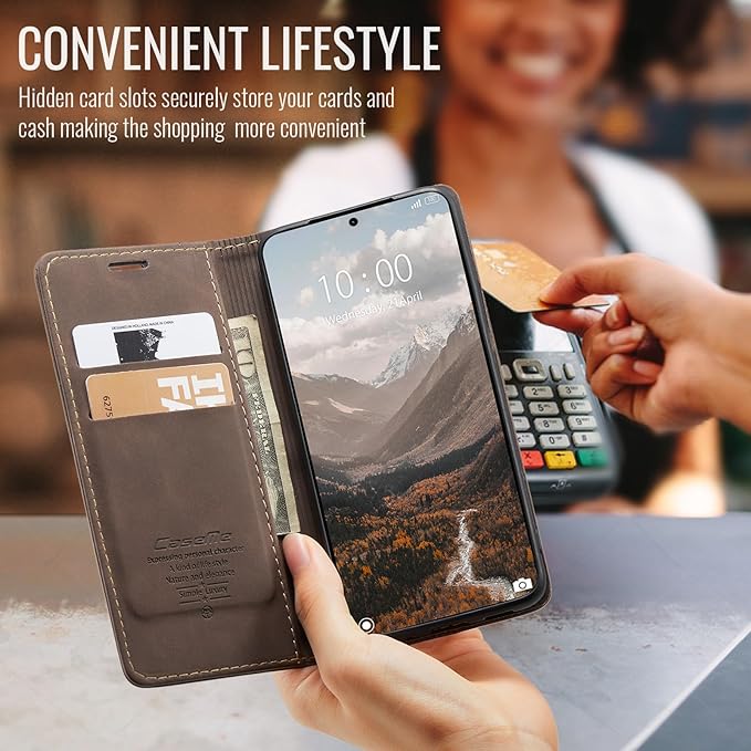 for Xiaomi 14T Case, Flip Wallet Leather Case with Card Holder Magnetic Closure Shockproof Kickstand Protective Phone Cases Cover for Xiaomi mi 14T, Coffee