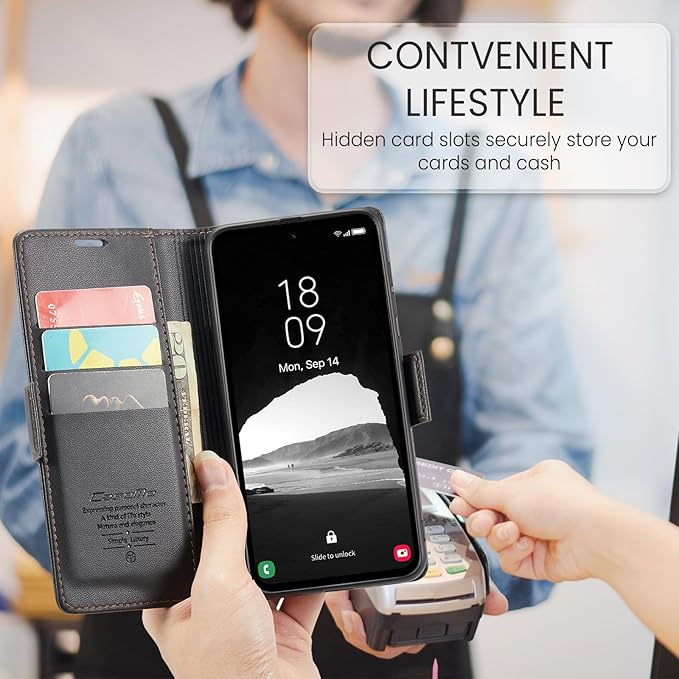 for Samsung Galaxy A35 5G Case, Premium PU Leather Wallet Case Flip Cover with [RFID Blocking][Card Holder][Stand Function] Shockproof Protective for Samsung Galaxy A35, Black