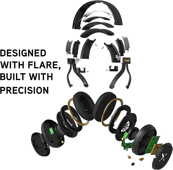 BlueAnt Pump X - The Gym Headphones | Sports Headphones | Cushioned & Cooling Ear Pads | (ANC) Active Noise Cancelling/Advanced Transparency | Wireless | Up to 58hr Play Time (Black | Gold)