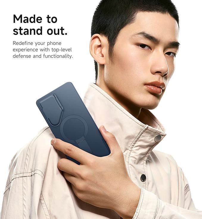 SURITCH for Samsung Galaxy S25 Ultra Phone Case, Magnetic Protective Cover with Camera Cover & Adjustable Metal Kickstand for Galaxy S25 Ultra (2025)-Dark Blue