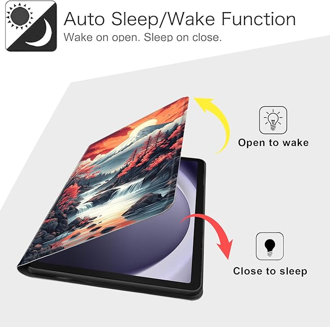 Case for Samsung Galaxy Tab A9 8.7-Inch 2023, Slim PU Leather Stand Cover with Auto Wake/Sleep, Multi-Angle Viewing & Shockproof, Mount Fuji Landscape