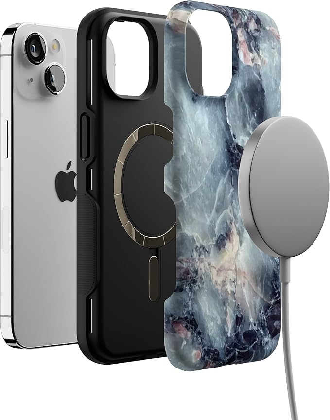 Casely iPhone 14 Case | Blue Marble | Compatible with MagSafe | Bold Protective Design