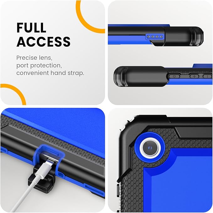 Timecity Case for Samsung Galaxy Tab A9+/ A9 Plus 5G Tablet Case 11'' 2024 SM-X210/X216/X218, Full-Body Protective Case with Screen Protector, 360° Rotating Stand, Hand&Shoulder Strap- Dark Blue