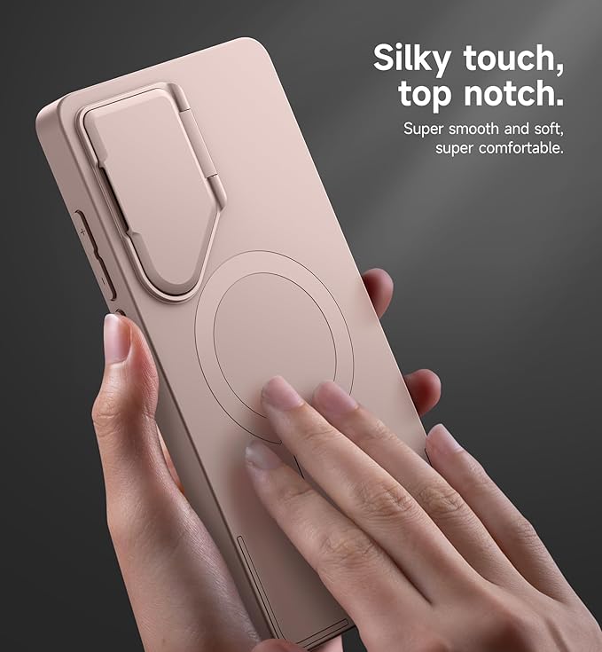 SURITCH for Samsung Galaxy S25 Ultra Phone Case, Magnetic Protective Cover with Camera Cover & Adjustable Metal Kickstand for Galaxy S25 Ultra (2025)-Sakura Pink